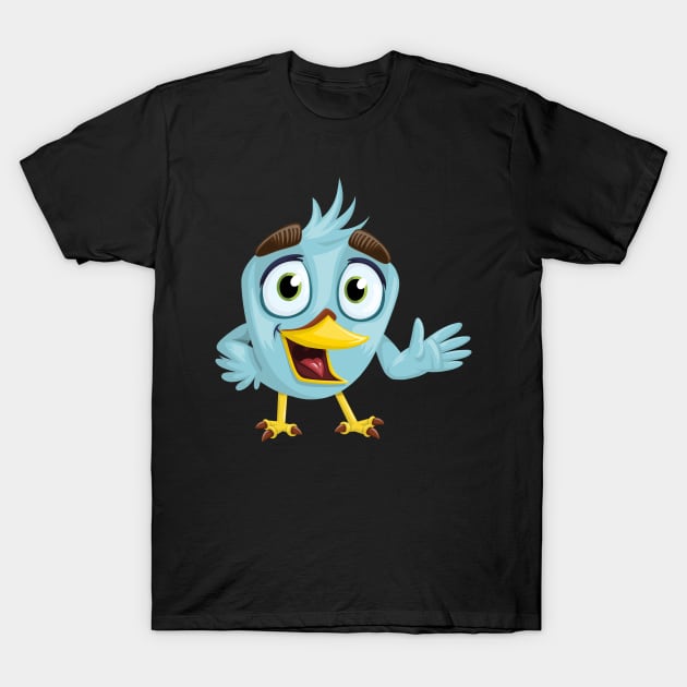 Cute and Funny Waving Bird T-Shirt by Normo Apparel